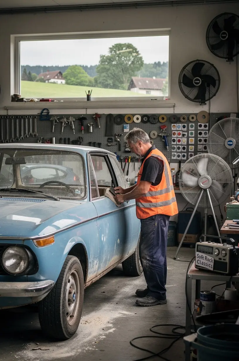 Historischer Automobilmotor wird gründlich gereinigt und gewartet in einer deutschen Fachwerkstatt